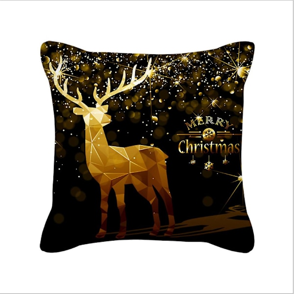 God jul Svart Gull Pynteputer For Trekk Ferie Snøfnugg Rein Bokstaver Trykk Dekorativt Firkant Pyntetrekk For Skall For Sofa 3