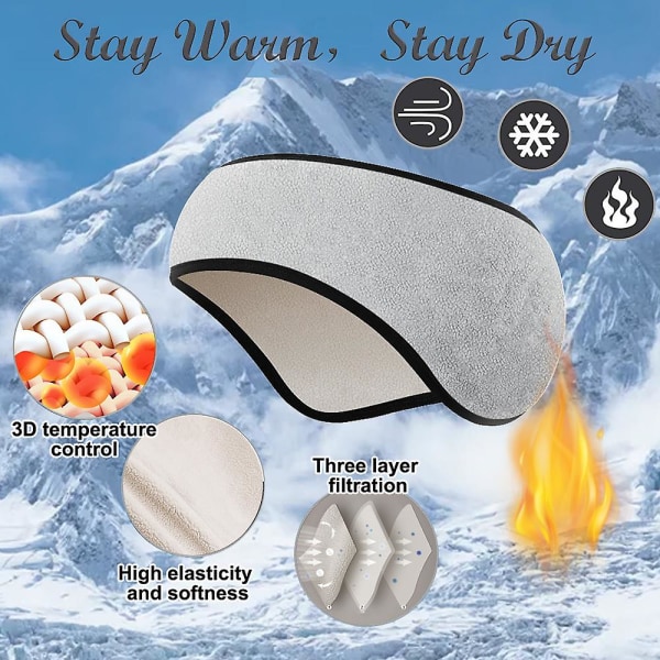 Varme øreværn til mænd og kvinder med løbe- og skiløb i koldt vejr. Lyserød grey