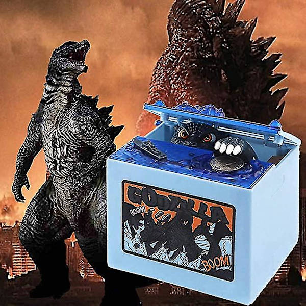 Elektroninen varastava kolikkolipas säästölipas, hirviö dinosauruspankkilelu, musikaalinen liikkuva varastava rahapankki anime-lahja pojille 1 kpl - sininen