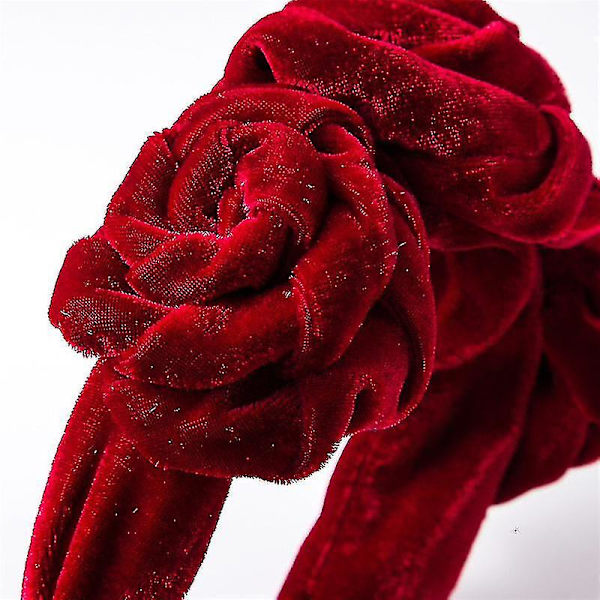 Yougangvintage Fløjlsrose Blomster Hårbøjler Elastisk Hårbånd Bredside Hårbøjler rød blue