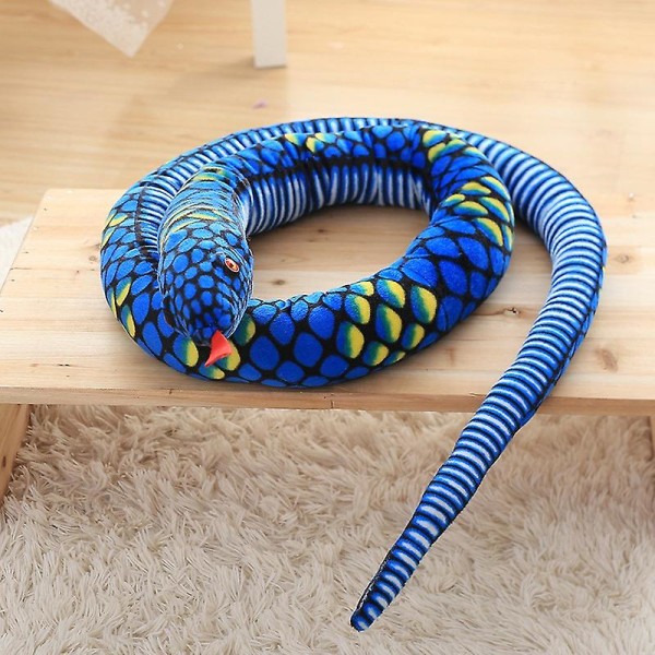 Morsom tegneserie slange plysjleke 300cm Blue Snake