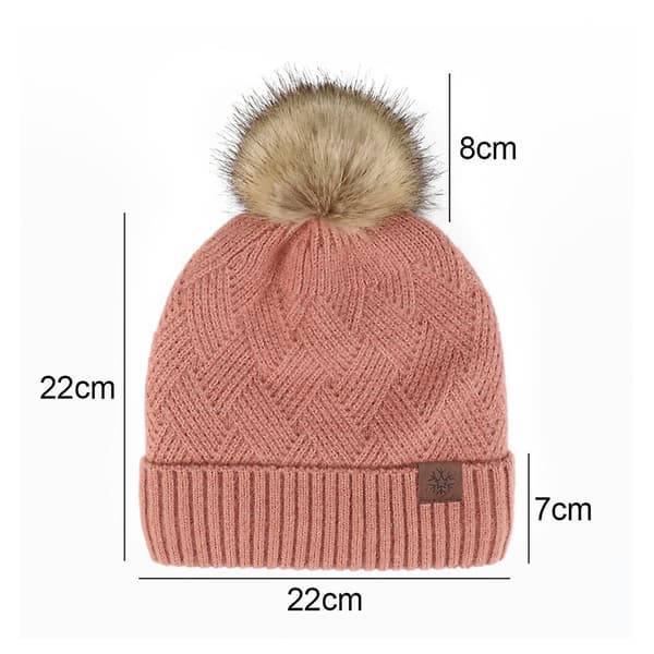 Hat til kvinder og mænd - Vinterhat - Damehue med manchet - Varm hue - Grå pink