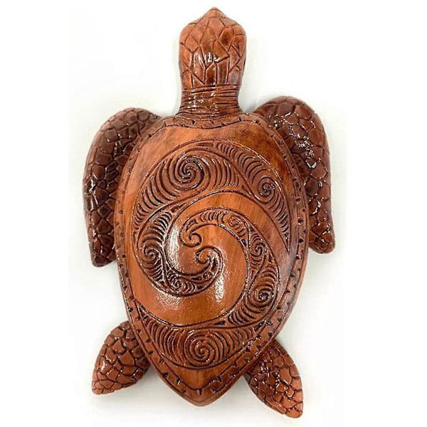 Hawaiianska Sköldpaddor Handgjord Staty Djur Resin Trädgårdsdekorationer Träsnideri Dekor Round Sea Turtle