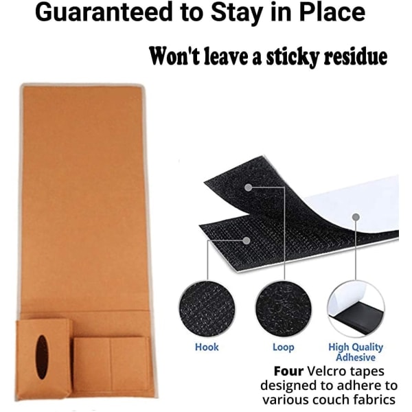 Armlenestol Armrest Organizer med borrelås Hængende Sengetaske Seng Lomme Sofa Seng Organizer til Bog Telefon Briller Sort