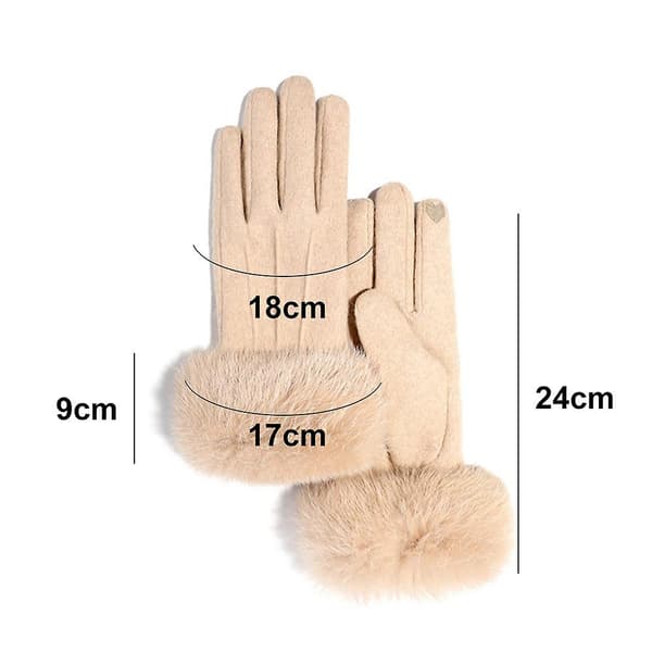 Vinterhandsker til kvinder, touch screen cashmere snehandsker vinter varme cykelhandsker til damer termiske handsker Beige