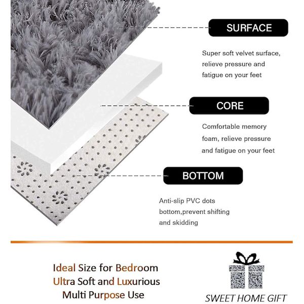 Super blød vinter varm tyk tæpper til stue plys tæppe børn soveværelse fluffy gulv hjem indretning shaggy måtte fløjl tæppe 40X60cm Dark grey
