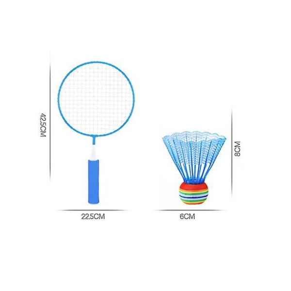 Badmintonketcher Badmintontræningsværktøj Udendørssportslegetøjssæt til børn (2 ketcher, 2 badmintonbolde), blå