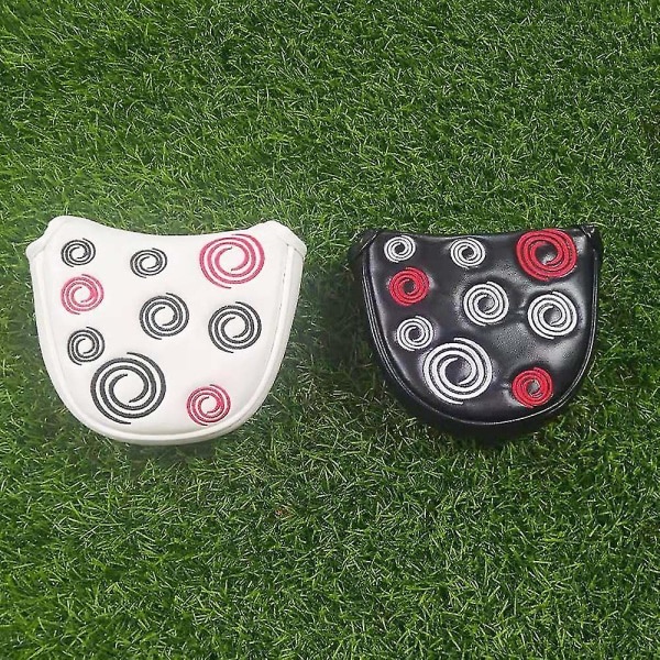 Golf Huvudskydd Golf Mallet Putter Skydd Läder Huvudskydd Magnetisk Stängning Simple black