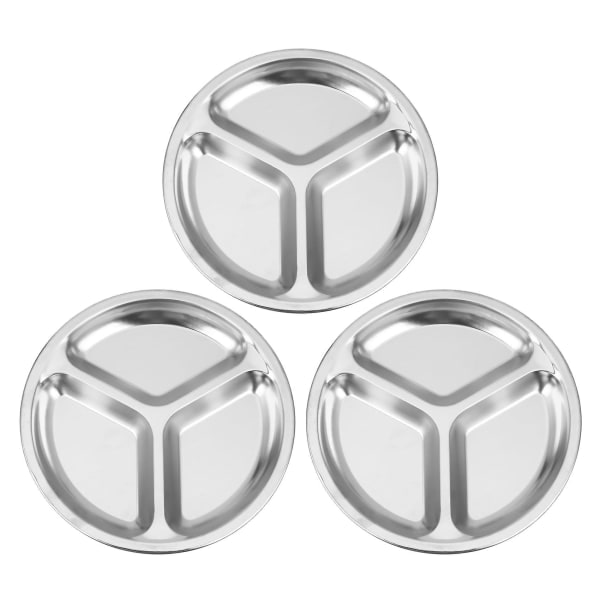 3X ruostumaton teräs 3 osainen pyöreä jaettu lautanen Välipala Illallinen lautanen Halkaisija 24 cm
