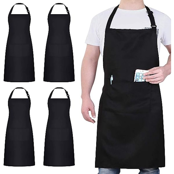 4-pack kockförkläde, vitt förkläde med 2 fickor, vattentätt justerbart förkläde för män kvinnor perfekt för kök matlagning bakning trädgårdsarbete  kaffehus