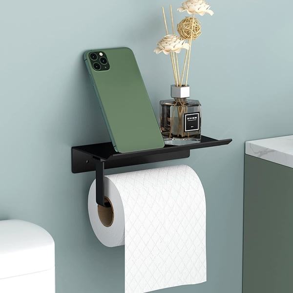 Aluminium veggmontert toalettpapirholder (svart)