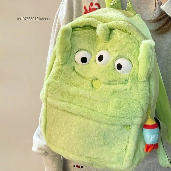Disney Lotso Bear Alien Sullivan Kvinnor Plysch Ryggsäck Y2k Söt Fluffig Stor Kapacitet Student Bokväska Cartoon Kawaii Flickväskor B