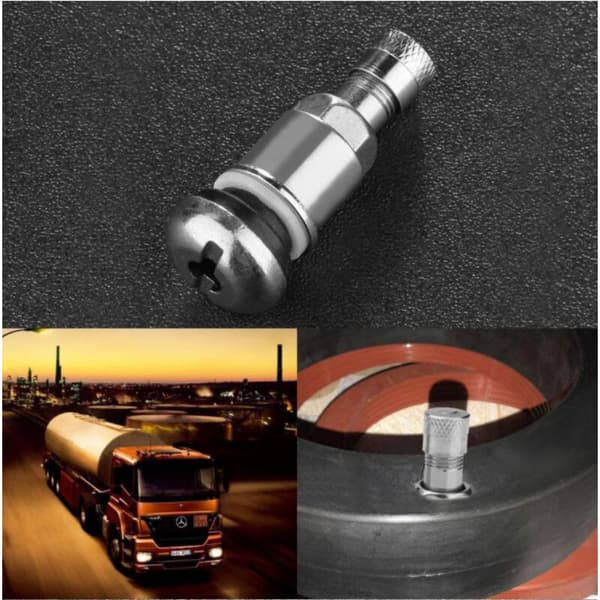 4 x 45 mm silverfärgade slanglösa bilventiler i stål
