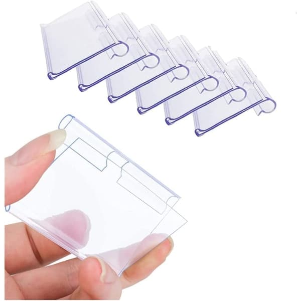 Etikettholder, 40 stk. Transparent plast etikettholder for kontor