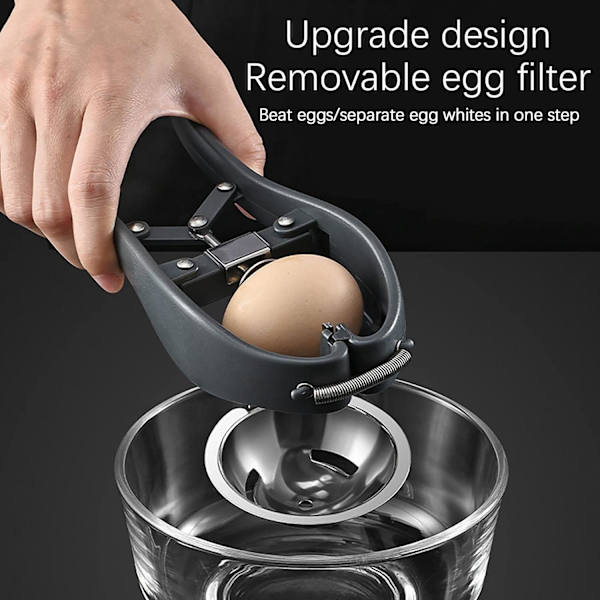 Multifunksjonell to-i-ett eggåpner, rustfritt stål eggåpner, rå eggeseparator håndholdt eggåpner enkel eggeskallskutter