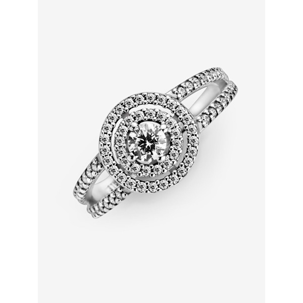 Pandora - Glitrende Dobbel Halo Ring - Sterlingsølv Circumference: 58mm