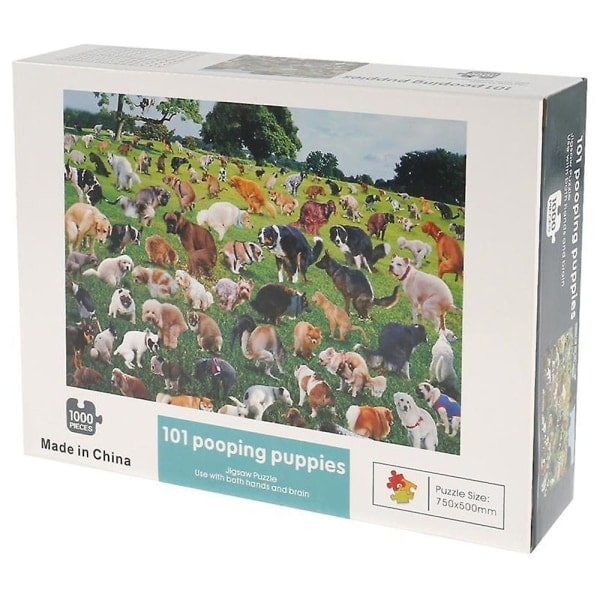 1000 brikker puslespil 101 Pooping Puppies Hunde Pooping Sjov Puslespil Legetøj Kreativ Gave
