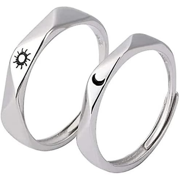 Minimalistisk Bröllopsfest Enkel Kvinnor Män 1 Par Fingerringar Set Förlovningsring Par Smycken Sun Moon Ring (diamantform) Användbar och attraktiv K