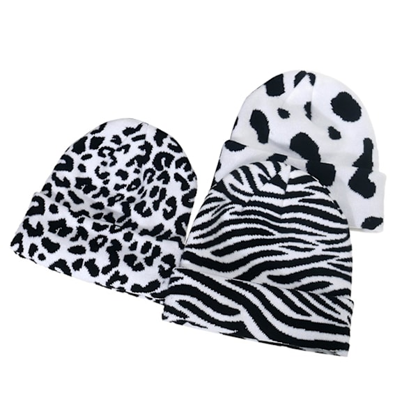 Studentmössa Leopardmönster Varm Höst Vinter Tjock Stretchig Mössa för Utomhusbruk Leopard Print