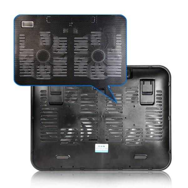 Metal Panel Dual Fan Notebook Cooler Høj Hastighed Silent Laptop Køling Pad Slim Stand Holder til 14 Tommer PC Computer Sort