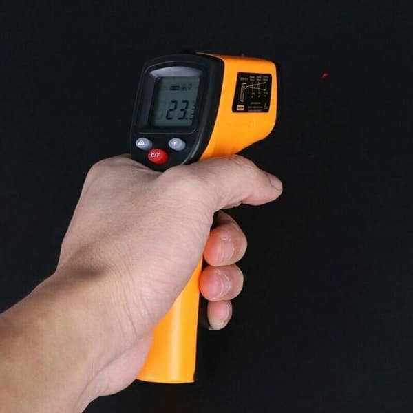 Industriell Beröringsfri Laser med Bakgrundsbelysning -50-380°C, Ej för Människor, Batteri Ingår Ej, Orange