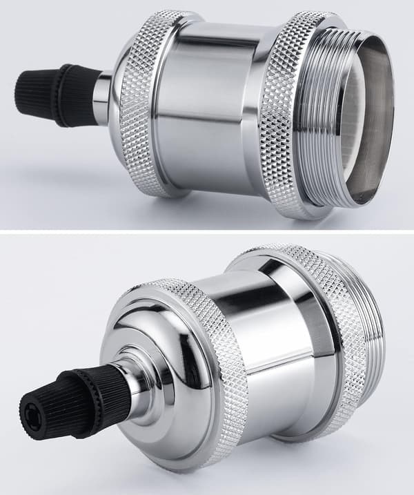 4 stk. Retro Edison Antik Aluminium Lampholder, E27 Skrue Chrome