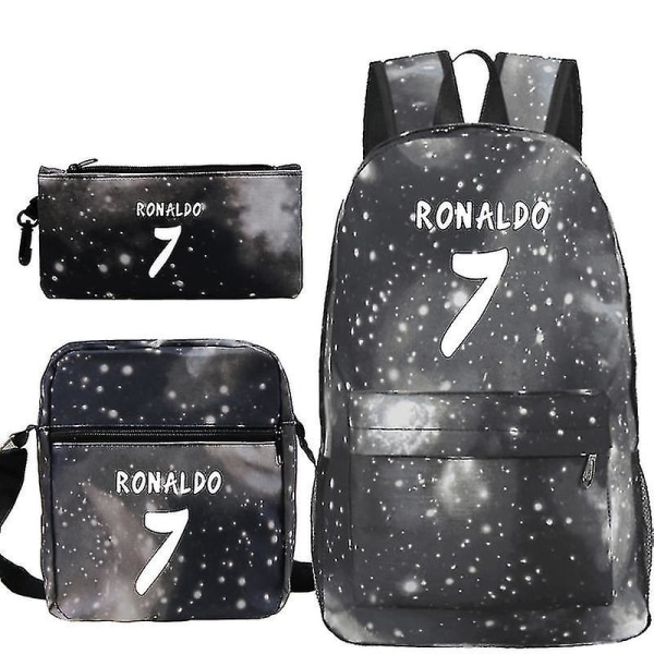 3 st set Cristiano Ronaldo Cr7 skolväska elever pojkar flickor skolväska nytt mönster skolväska Cr7 mode ryggsäck Only-backpack 13