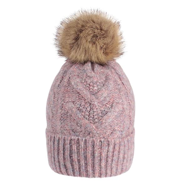 Mössa för kvinnor män vintermössa damer Cuffed Beanies Cap varm mössor röd Lilac