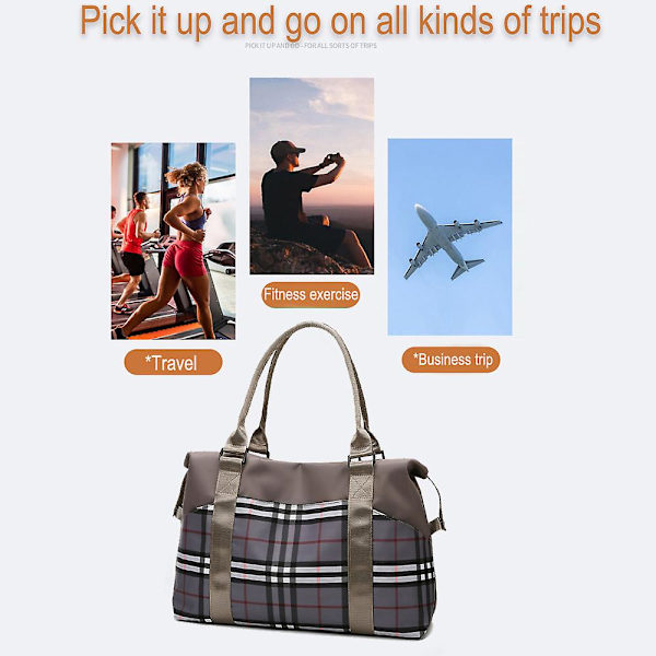 Reise Weekender Bag Overnatting Duffel Bag Gym Tote Bag I Trolley Håndtak grey