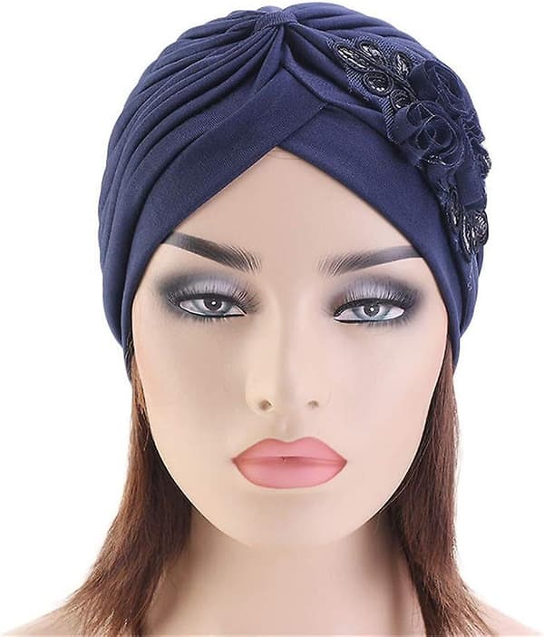 Kvinners Sequin Blomster Turban Elegant Muslimsk Beanie Hodeplagg Cap