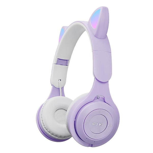 M6 Cat Ears Fargerike To-farge Bluetooth Headset Purple