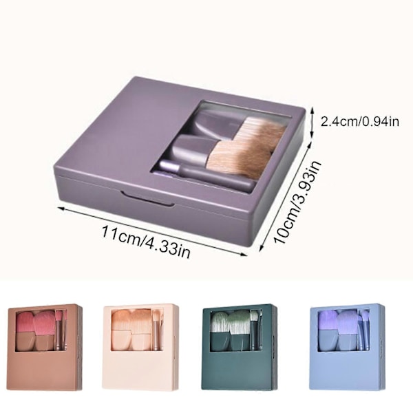 5 st Resestorlek Sminkborstar Set Mini Sminkborstar Litet Komplett Funktion Kosmetiska Borstar Kit Med Fodral Och Spegel Perfekt För På Språng Blue