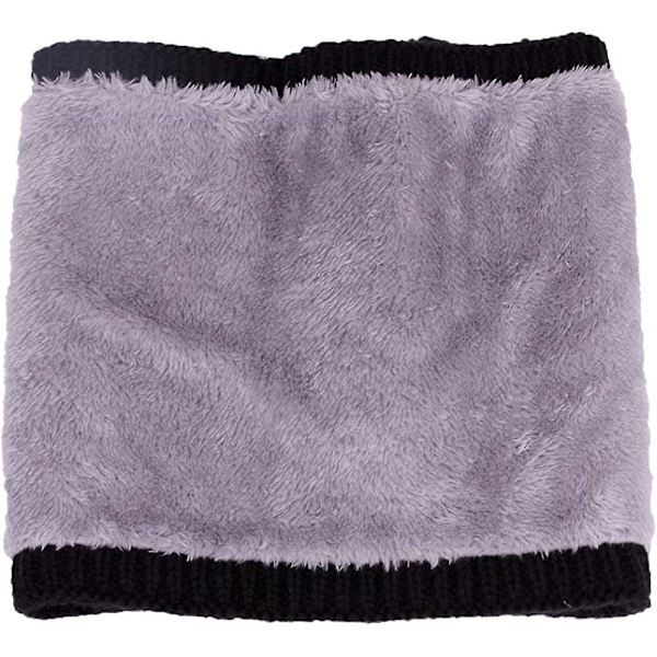 Dam vinterhalsvärmare Gaiter Dubbelskiktad mjuk fleecefodrad tjock stickad cirkelscarf vindtät