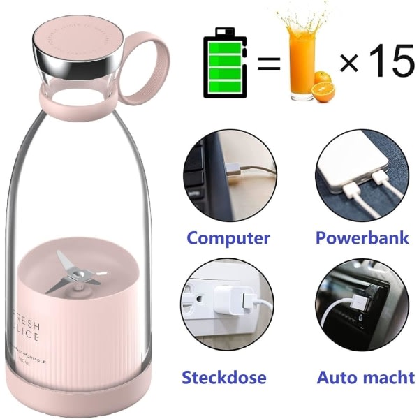 Bærbar Blender, Personlig Mini Juice Blender, USB Smoothie Blender