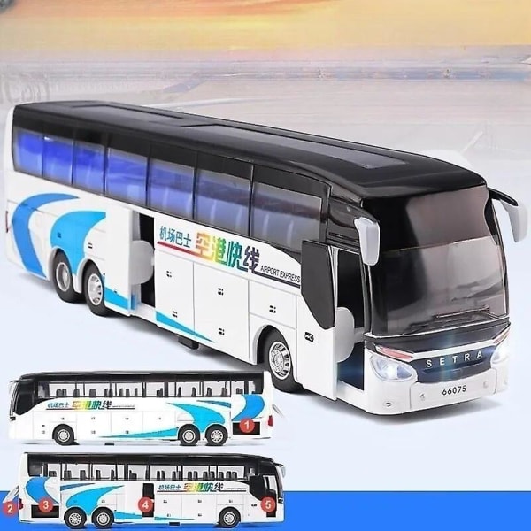 Setra Bus Legetøjsbil Til Drenge Die-Cast Metal Model Til Børn Træk Tilbage Miniature Lyd Lys Uddannelsesmæssig Samling Gave Barn Airport Express