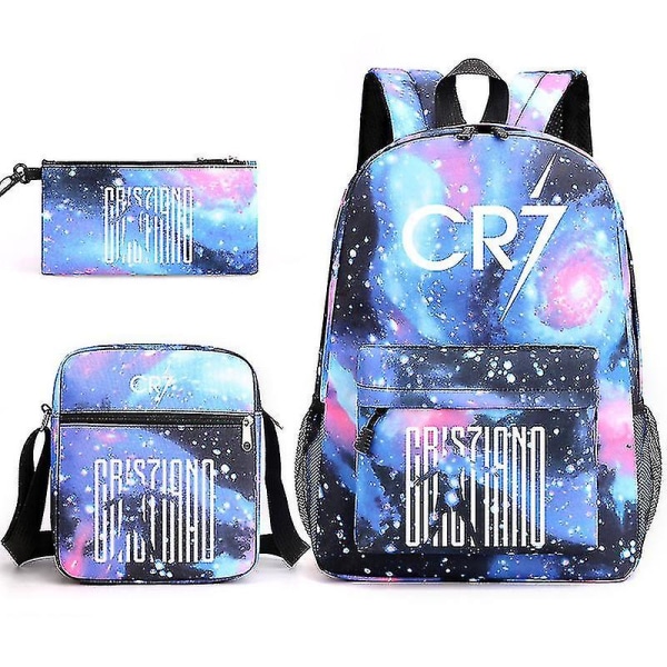 Fashion Cr7 3-osainen reppusetti Mochila Uudet opiskelijat Kapasiteetti Koululaukut Kirjalaatikko Matkalaukku Only Pencil Case 2