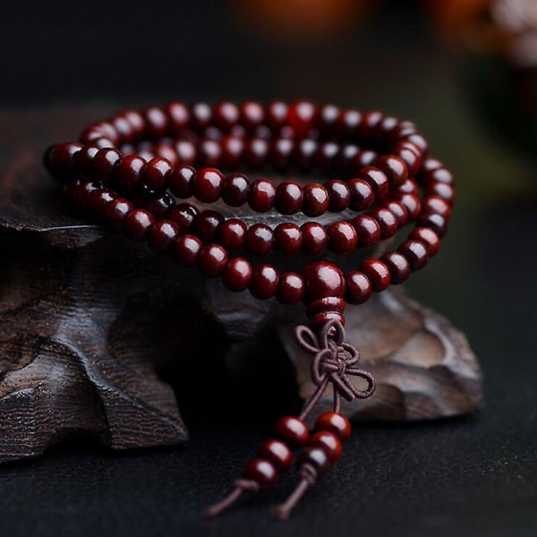 Sandelträ tibetansk buddhism Mala Sandal Bön Pärlor 108 pärlor Armband Halsband 1 Pcs Red
