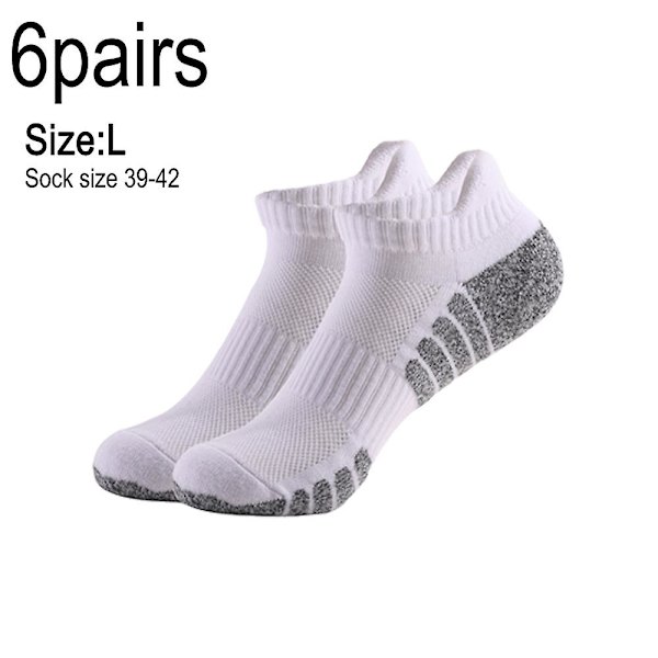6 Anti-slip, Svedabsorberende Og Åndbare Sportsstrømper, Dobbelt Fortykkede Håndklædesål Løbestrømper, Bomuldsbådstrømper l