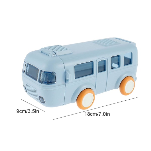 Bärbar vattenkopp i bussform, bilhalmvattenkopp, bussvattenflaska Kawaii bilhalmvattenkopp Blue