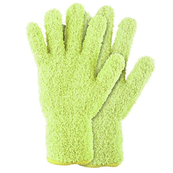 2 stk. støvkluter i mikrofiber - hansker for menn og kvinner til kjøkken, hus, persienner, planter, vinduer, speil, lamper og bilvask Yellow