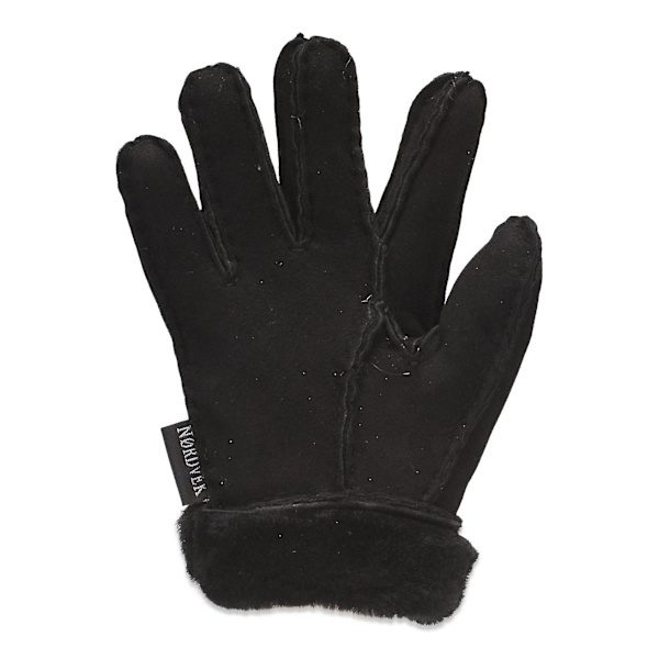 Barn 100% äkta fårskinn handskar med pälsmanschett 313-100 Medium (Approx. 3-5 Years) Black
