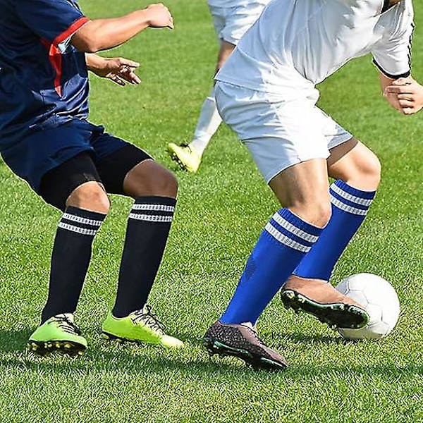 1 par fodboldstrømper i farverig, strækbar kompression, knæhøje rørstrømper til fodbold, atletiske strømper til drenge, piger og teenagere white