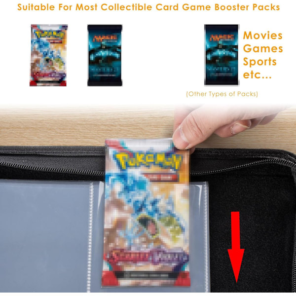 Booster Pack Binder, Holder 48 Booster Packs, 4 Lomme Booster Pack Holder med 12 Booster Pack Sleeves, Booster Pack Display Protector Binder er gave