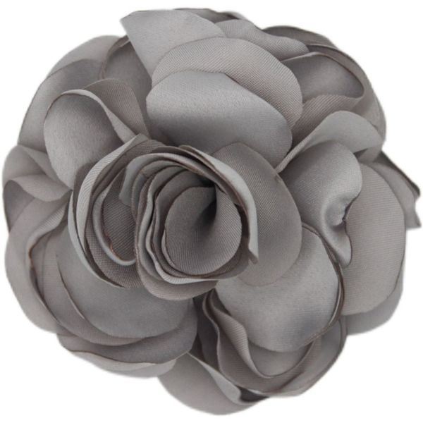 Tyg Stor Ros Blomma Brosch Blommor Brosch GRÅ grå grey