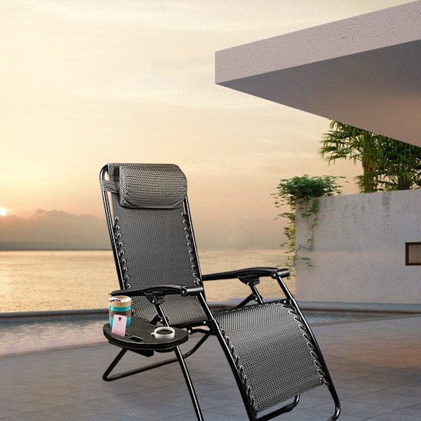 Zero Gravity Chair Tray Cup Holders För Fällbara Stolar Universal Clip On Tray Table Cup Holder Attachment med Telefonspår, Snackbricka för Grässtolar M