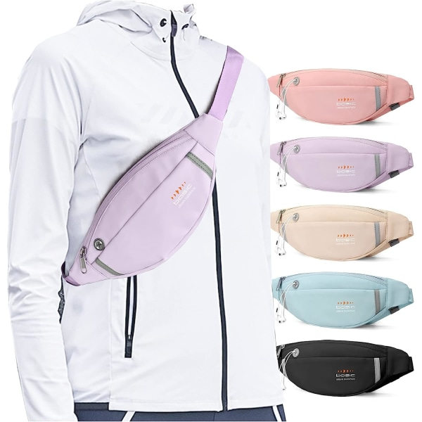 Liten midjeväska vattentät bältesväska för kvinnor Crossbody midjeväska med hörlursuttag för löpning resor vandring lätt ryggsäck lila