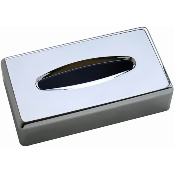 Rektangulær Kleenex Servietholder Flad Servietdispenser til Badeværelsesborde (Krom Sølv)