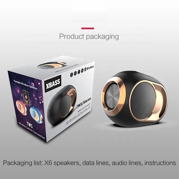 LAGERSALG Bluetooth-højttaler 5W subwoofer – X6 rød rød