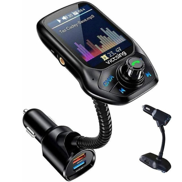 Bluetooth-yhteensopiva auto-Fm-lähetin Mp3-soitin Hands Radio Adapter