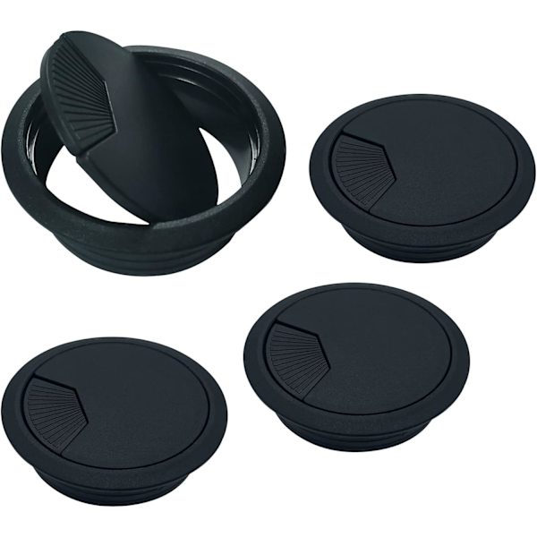 Pöytäkaapelin johtoreikä, 4 kpl musta pöytäjohtoreikäjohto, pöytäjohtoreikäkaapelin järjestäjät kodin ja toimiston pöytäpinnan porttiaukon kansiin Black 80MM